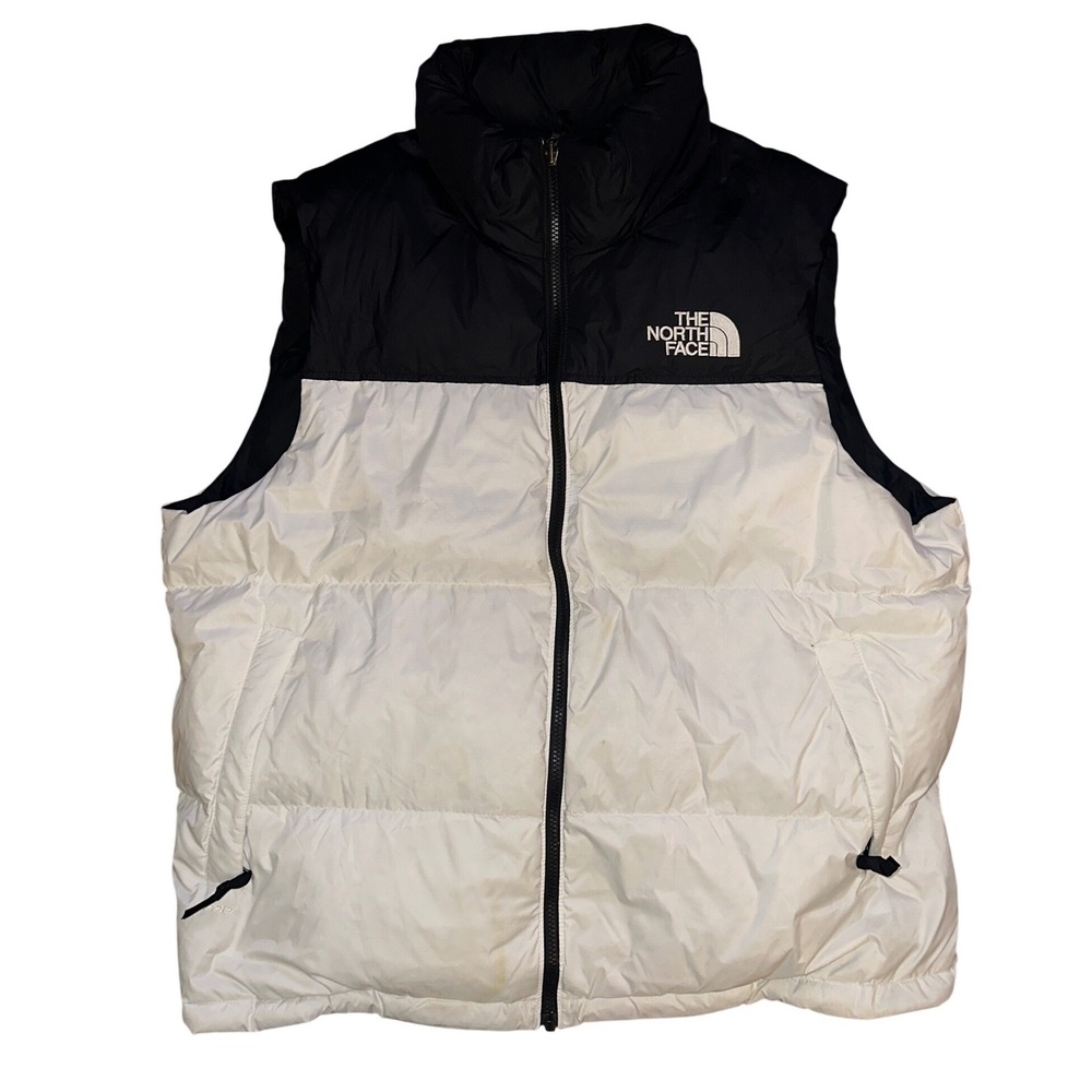The North Face Nuptse Down Puffer Vest Mens XXL White Black NF0A3JQQ